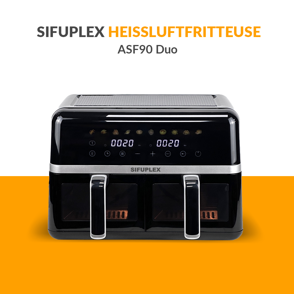 SIFUPLEX Heißluftfritteuse / Airfryer ASF90 Duo 9 Liter