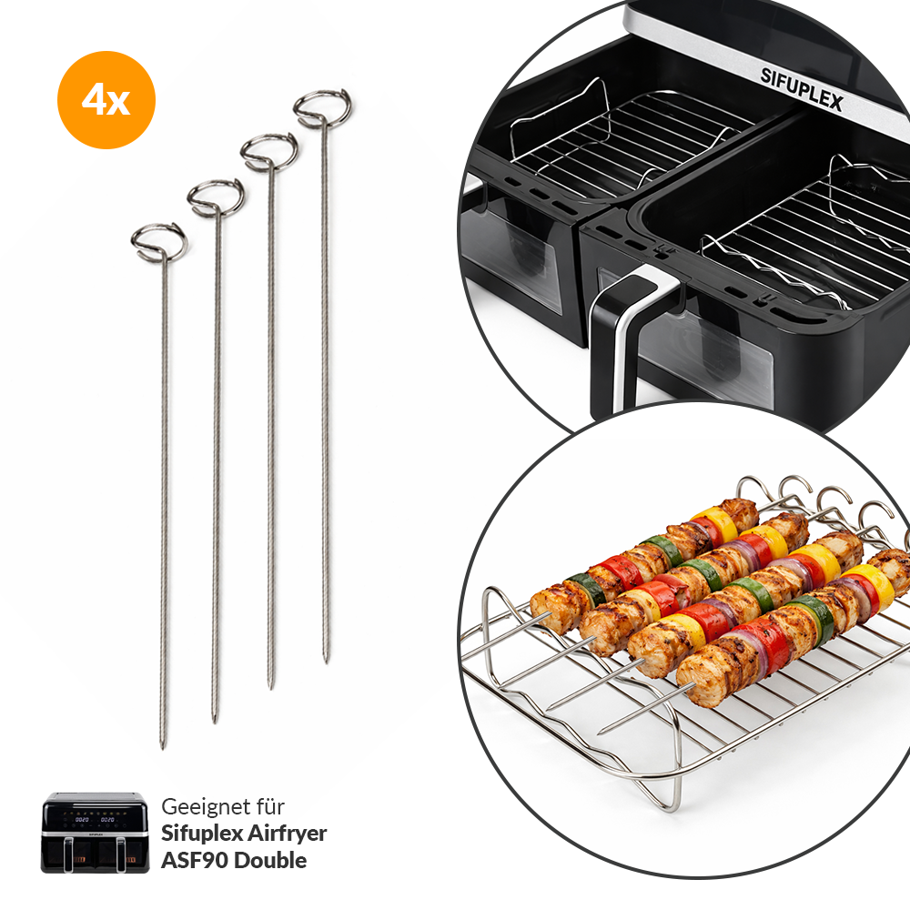 Grilleinsatz und Spieße für Heißluftfritteuse
